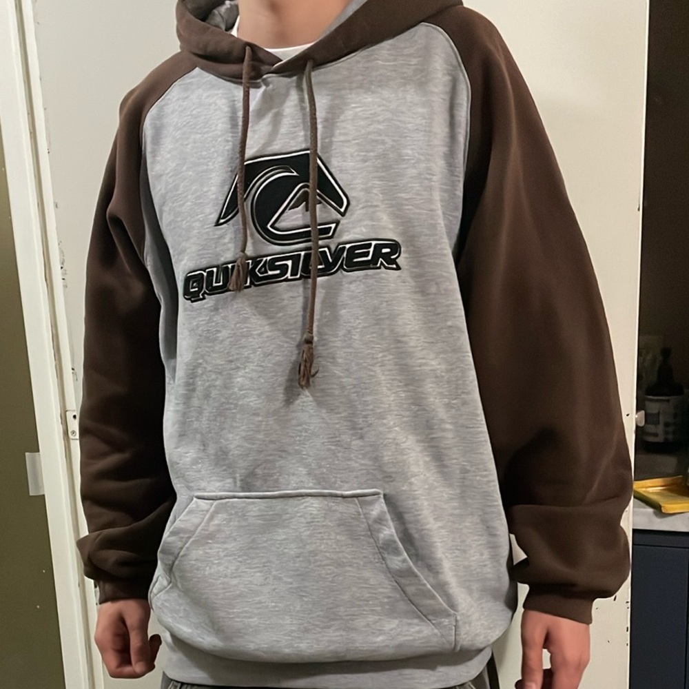 Quiksilver Gray and Brown Hoodie